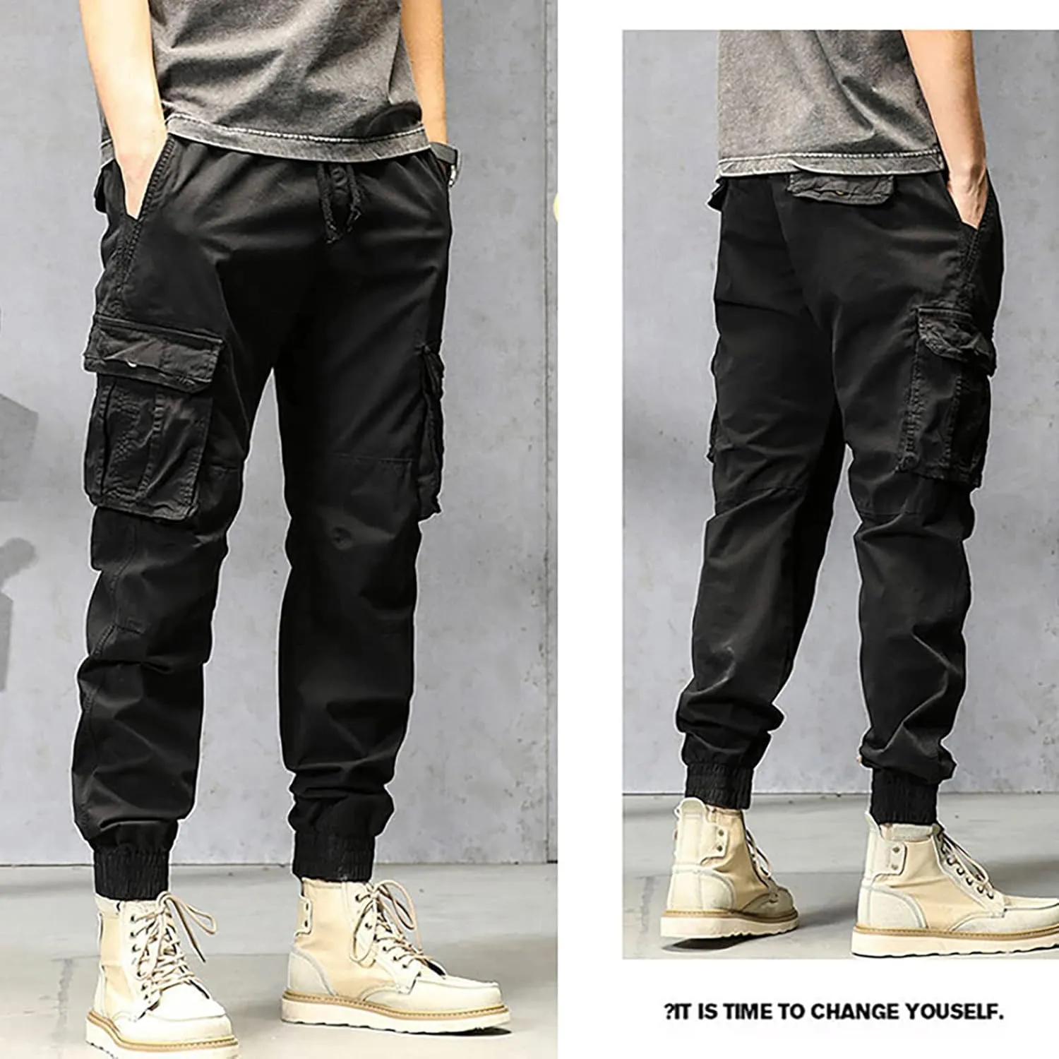 Sweatpant for Men with Pockets Loose Fit Men's Classic-Fit Expandable-Waist Flat-Front Pant Mens Joggers with Pockets