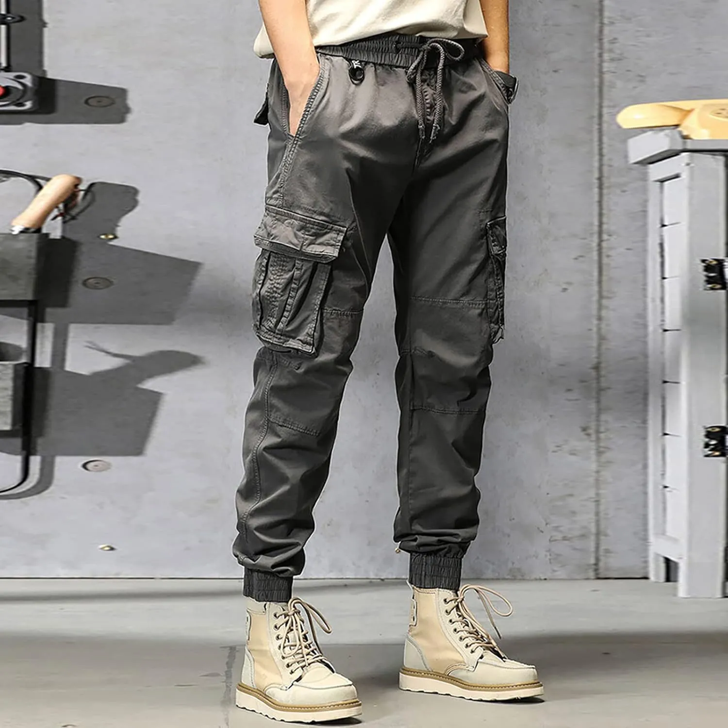 Sweatpant for Men with Pockets Loose Fit Men's Classic-Fit Expandable-Waist Flat-Front Pant Mens Joggers with Pockets