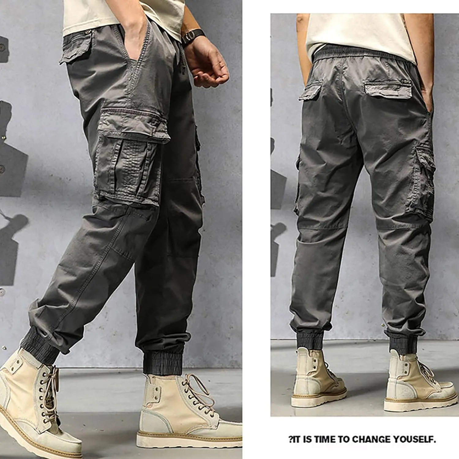 Sweatpant for Men with Pockets Loose Fit Men's Classic-Fit Expandable-Waist Flat-Front Pant Mens Joggers with Pockets