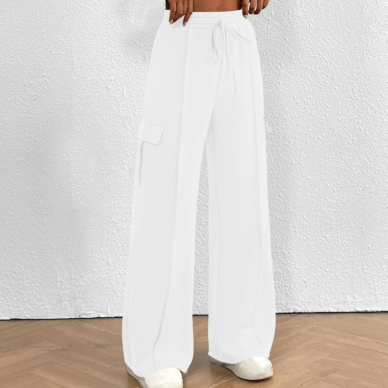 TANGNADE Womens Baggy Sweatpants Wide Leg Elastic Waisted Sweat Pants Cozy Casual Jogger Trouser Yoga Pants Pockets
