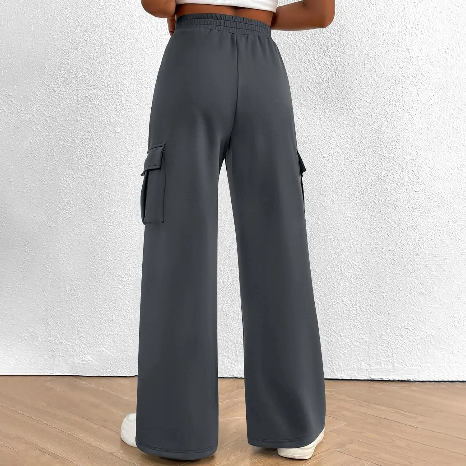 TANGNADE Womens Baggy Sweatpants Wide Leg Elastic Waisted Sweat Pants Cozy Casual Jogger Trouser Yoga Pants Pockets