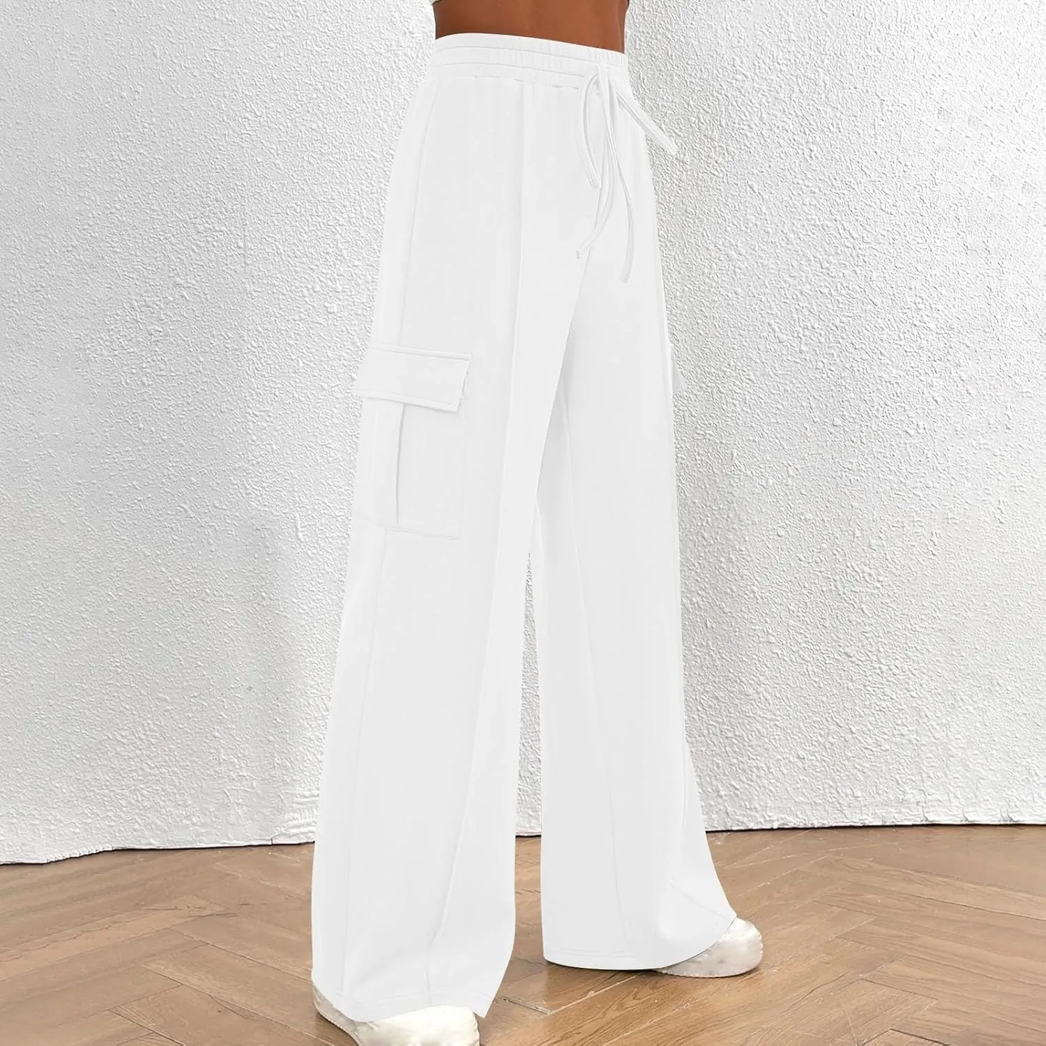 TANGNADE Womens Baggy Sweatpants Wide Leg Elastic Waisted Sweat Pants Cozy Casual Jogger Trouser Yoga Pants Pockets