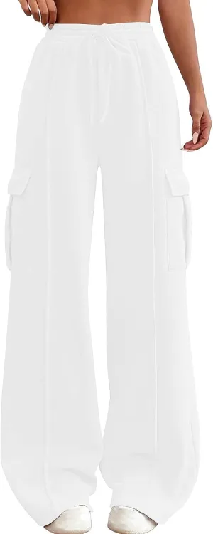TANGNADE Womens Baggy Sweatpants Wide Leg Elastic Waisted Sweat Pants Cozy Casual Jogger Trouser Yoga Pants Pockets