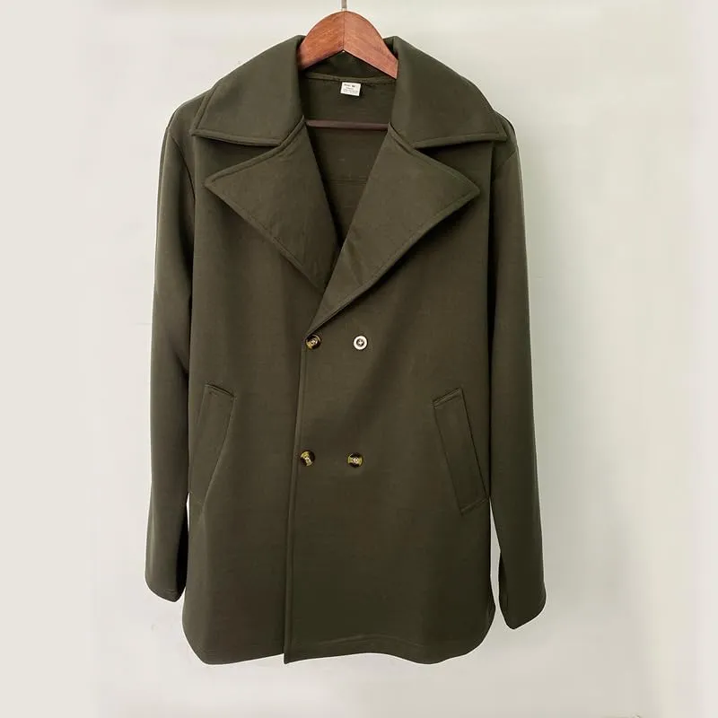 Thatrich Mens Business Casual Winter Jacket Oversized Trench Coat Double Breasted Wool Blend Peacoat Formal Windbreaker Coats