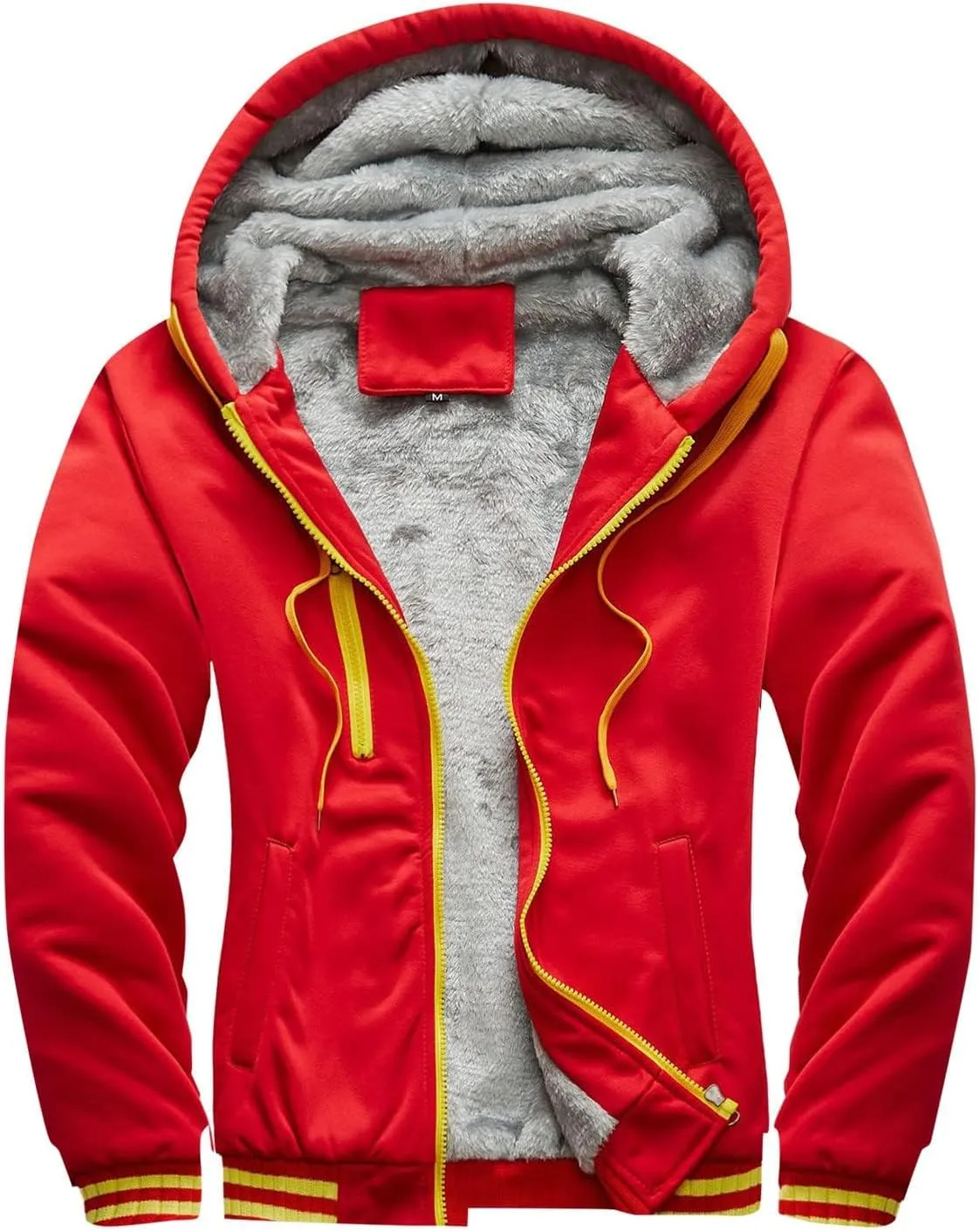 Thatrich Sherpa Lined Hoodies for Men Fleece Fuzzy Hooded Coats Casual Warm Jackets Cozy Full Zip Outwears Winter Coat Trendy