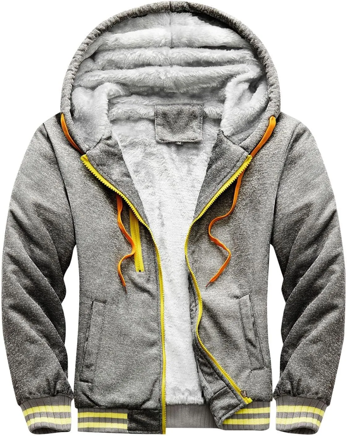 Thatrich Sherpa Lined Hoodies for Men Fleece Fuzzy Hooded Coats Casual Warm Jackets Cozy Full Zip Outwears Winter Coat Trendy