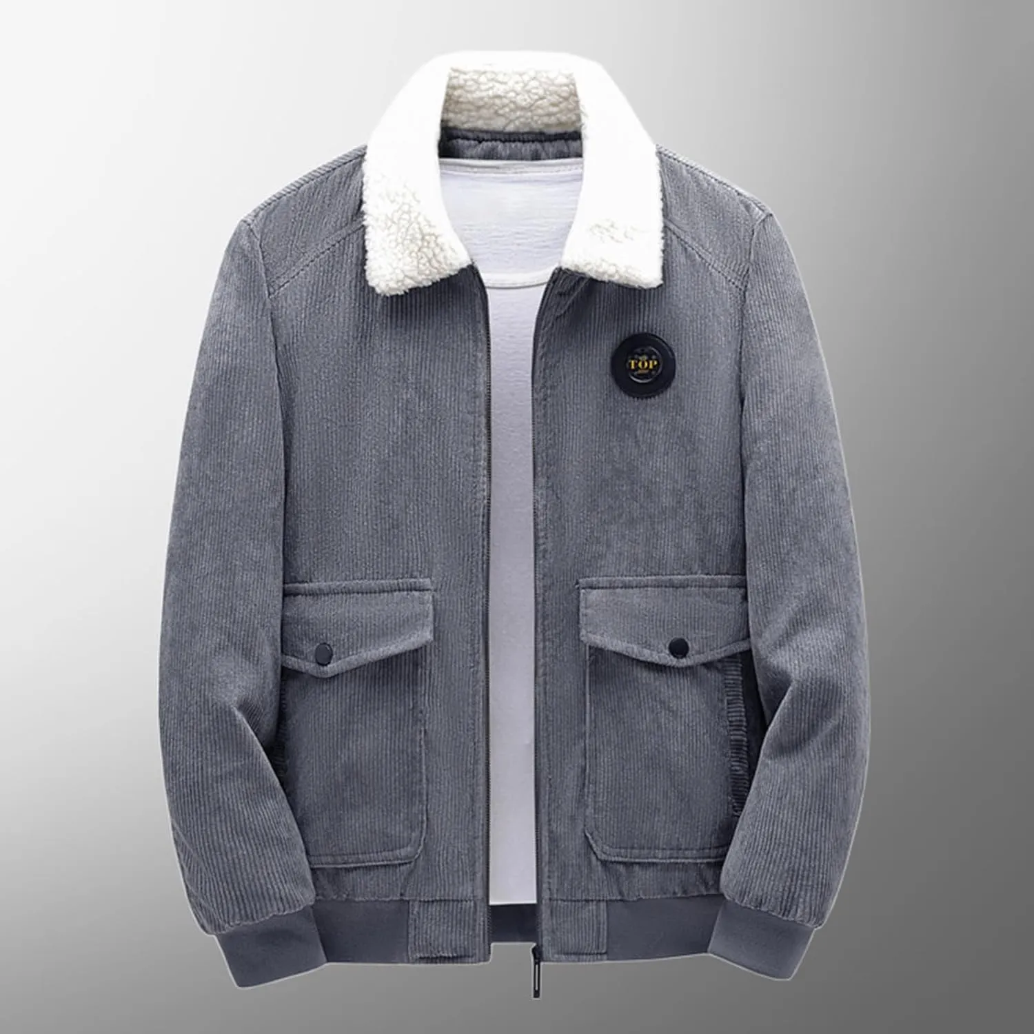 Thatrich Winter Fleece Jacket Men Sherpa Lined Coats Thicken Warm Winter Coat Oversized Lapel Jackets Loose Casual Outerwears