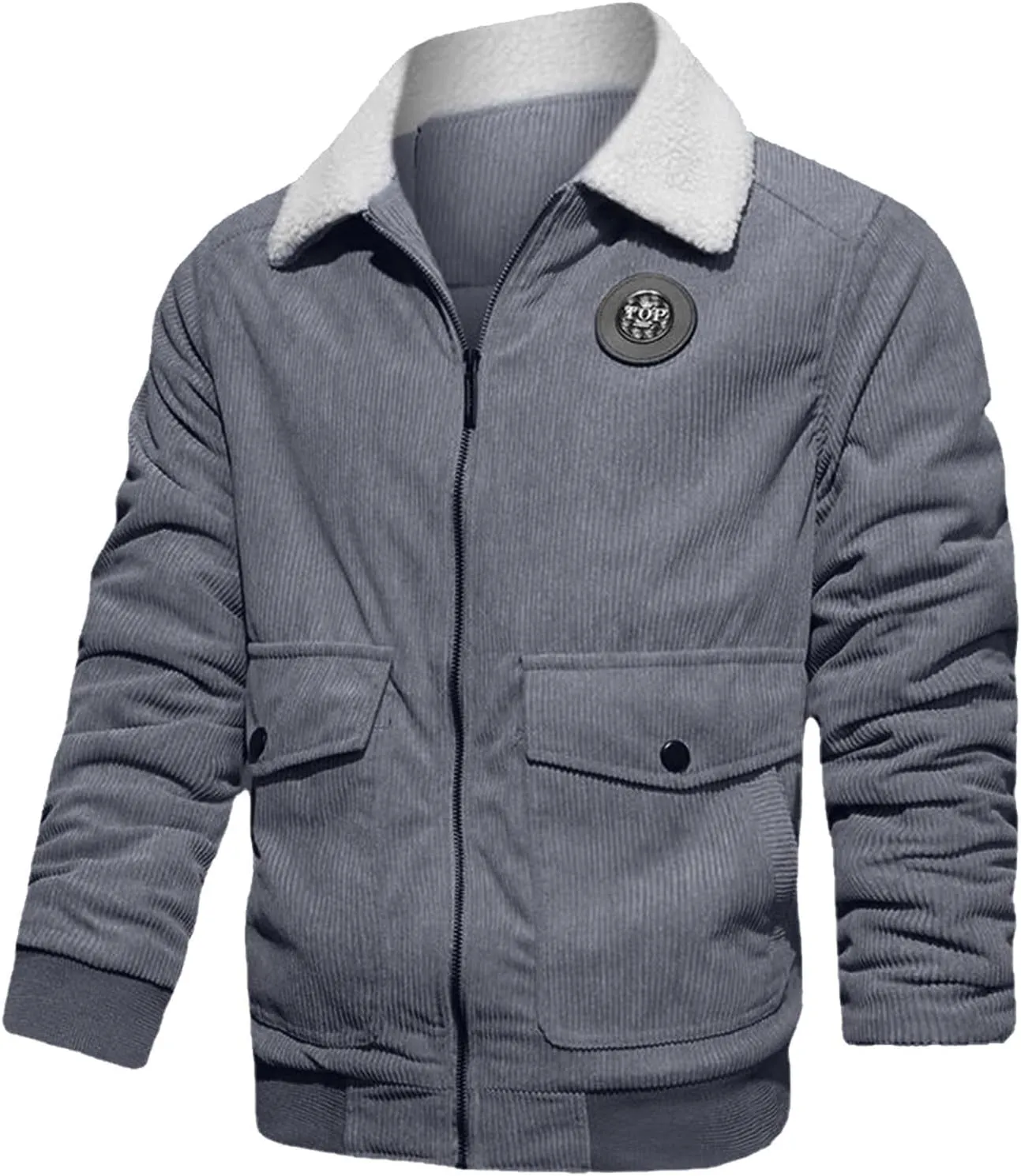 Thatrich Winter Fleece Jacket Men Sherpa Lined Coats Thicken Warm Winter Coat Oversized Lapel Jackets Loose Casual Outerwears