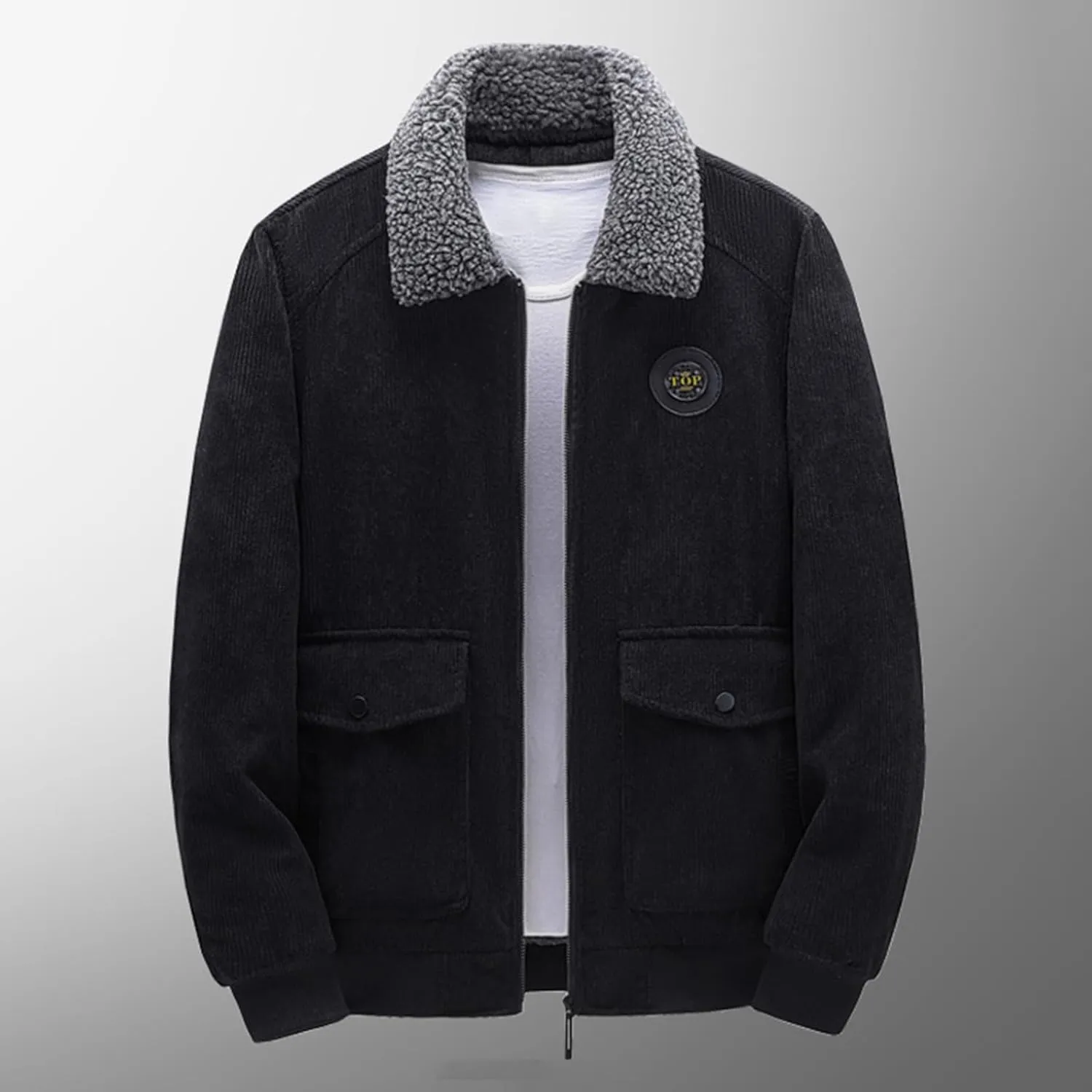 Thatrich Winter Fleece Jacket Men Sherpa Lined Coats Thicken Warm Winter Coat Oversized Lapel Jackets Loose Casual Outerwears