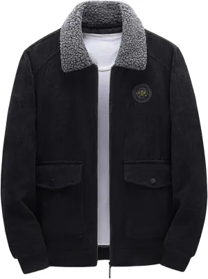 Thatrich Winter Fleece Jacket Men Sherpa Lined Coats Thicken Warm Winter Coat Oversized Lapel Jackets Loose Casual Outerwears