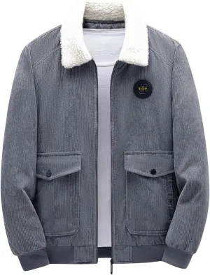 Thatrich Winter Fleece Jacket Men Sherpa Lined Coats Thicken Warm Winter Coat Oversized Lapel Jackets Loose Casual Outerwears