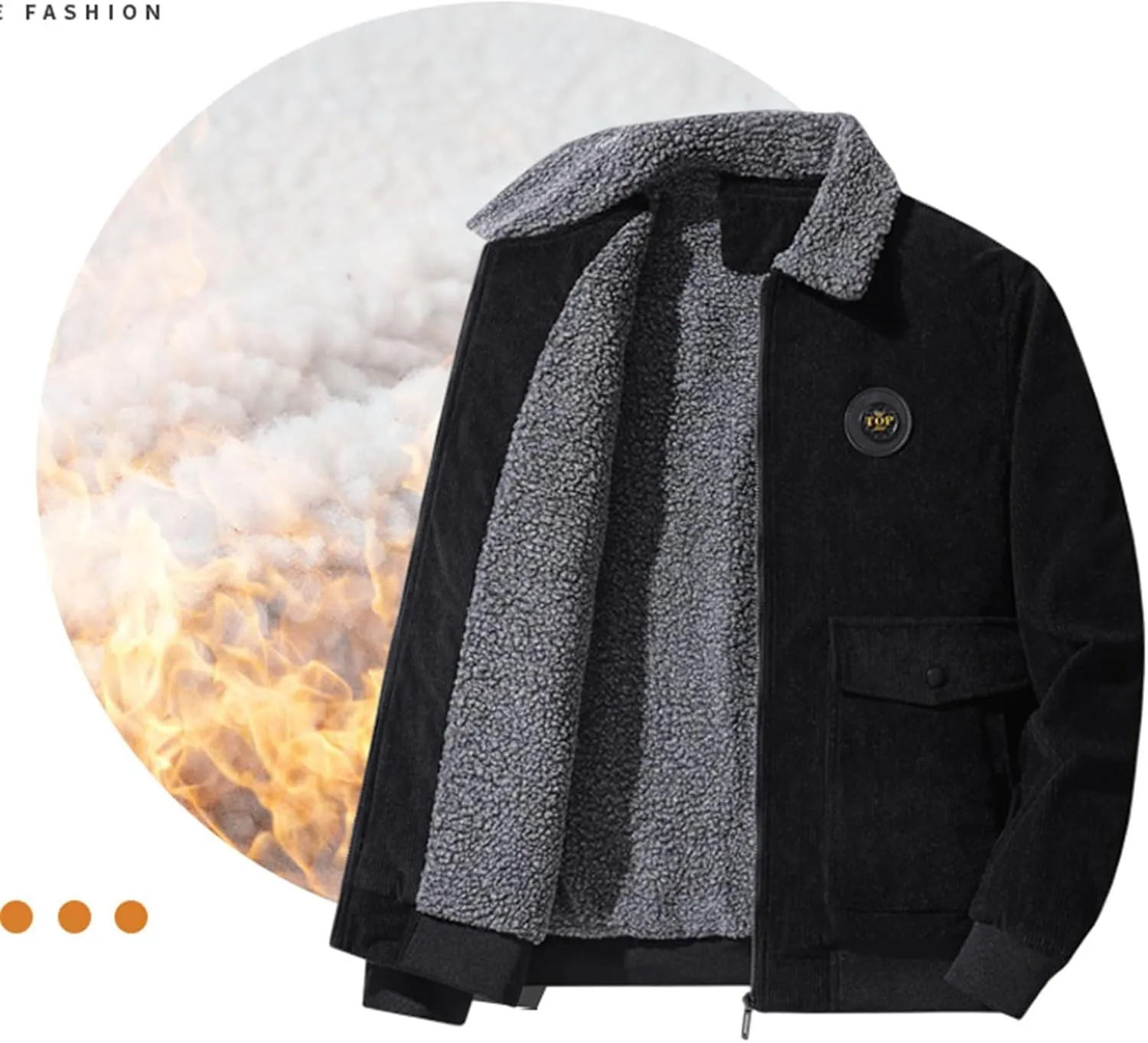Thatrich Winter Fleece Jacket Men Sherpa Lined Coats Thicken Warm Winter Coat Oversized Lapel Jackets Loose Casual Outerwears