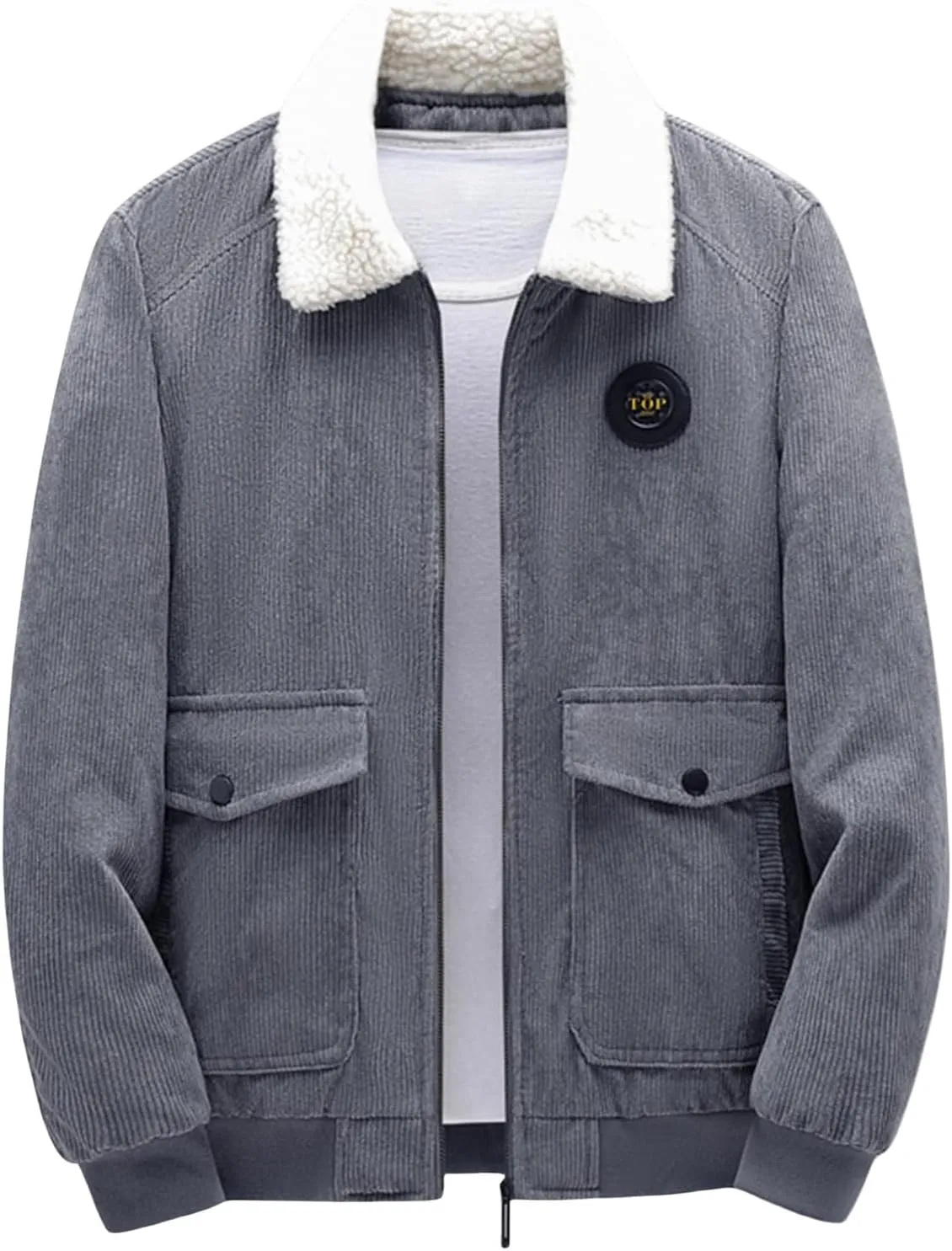 Thatrich Winter Fleece Jacket Men Sherpa Lined Coats Thicken Warm Winter Coat Oversized Lapel Jackets Loose Casual Outerwears