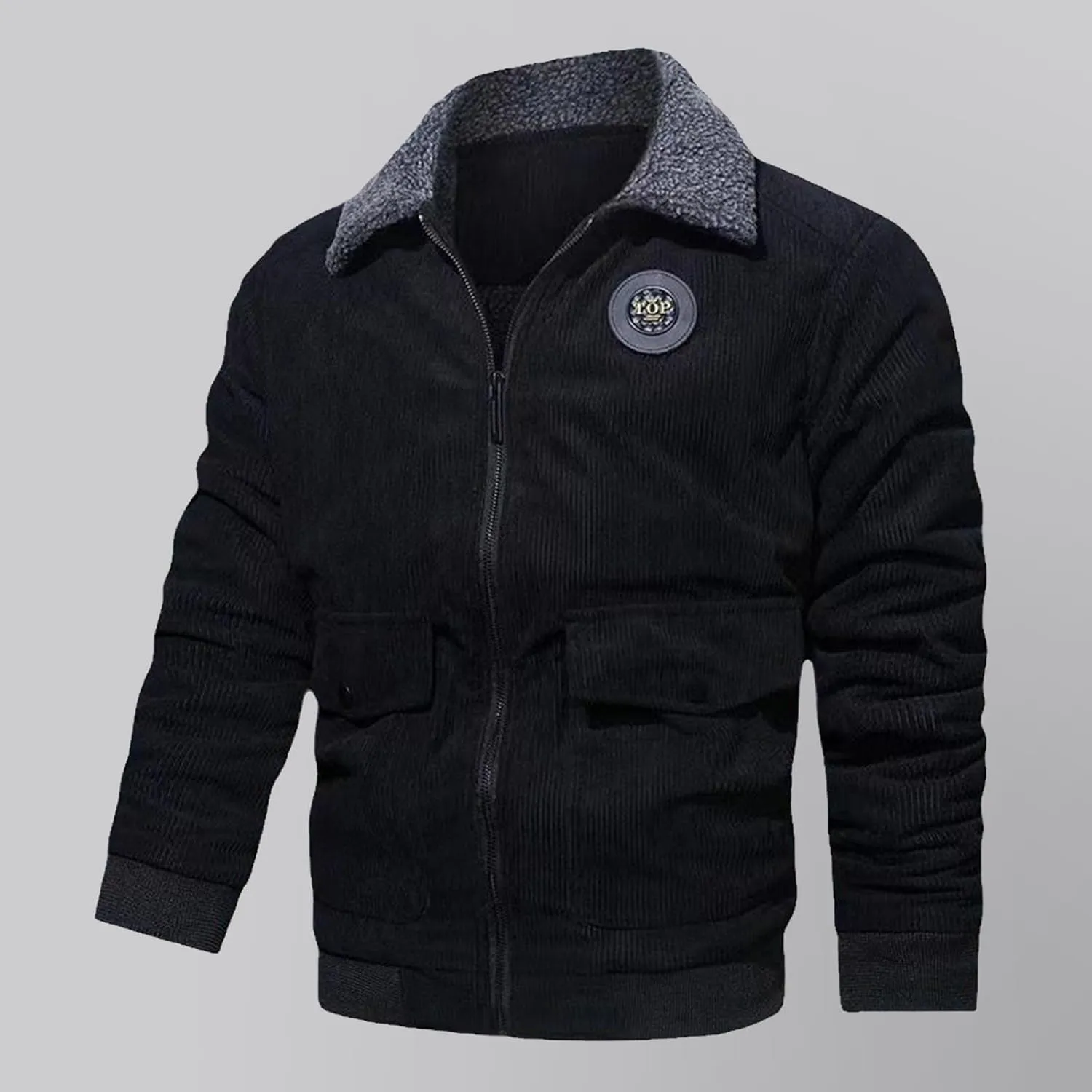 Thatrich Winter Fleece Jacket Men Sherpa Lined Coats Thicken Warm Winter Coat Oversized Lapel Jackets Loose Casual Outerwears