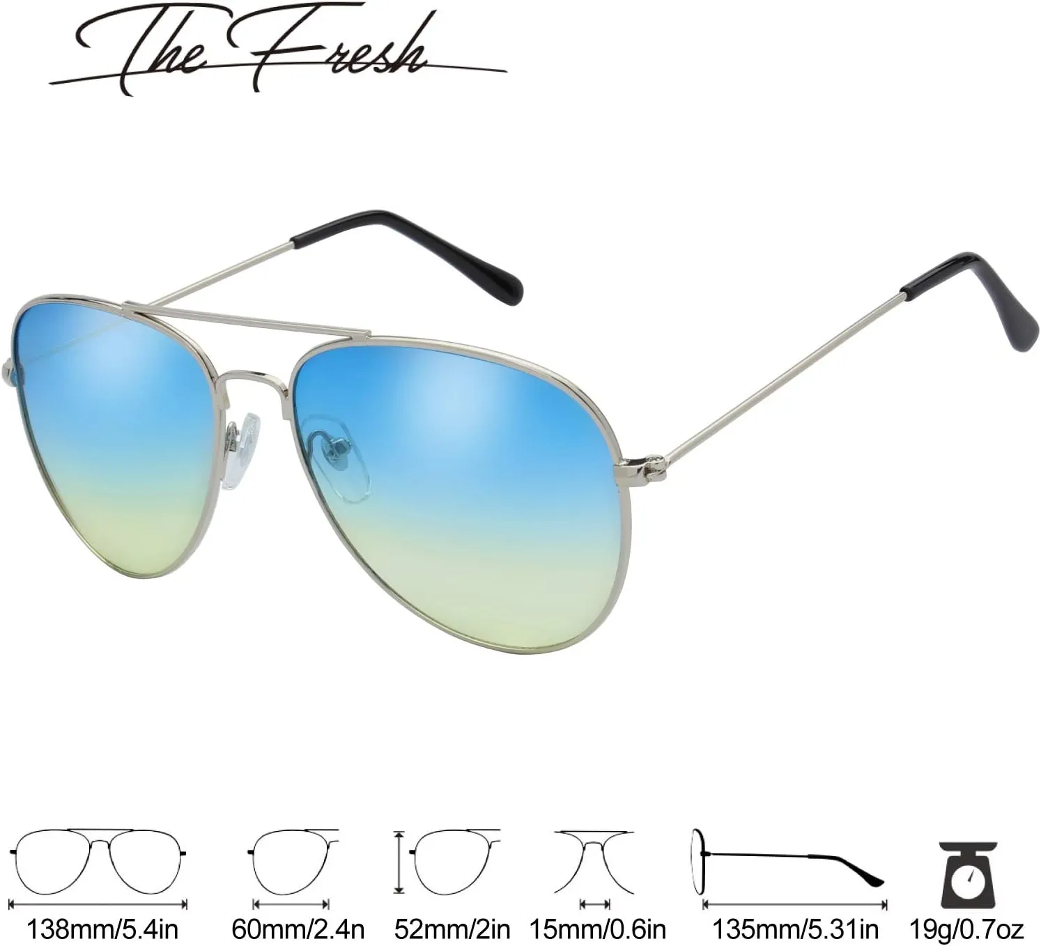 The Fresh Classic Metal Frame Oceanic Color Lens Aviator Sunglasses Gift Box