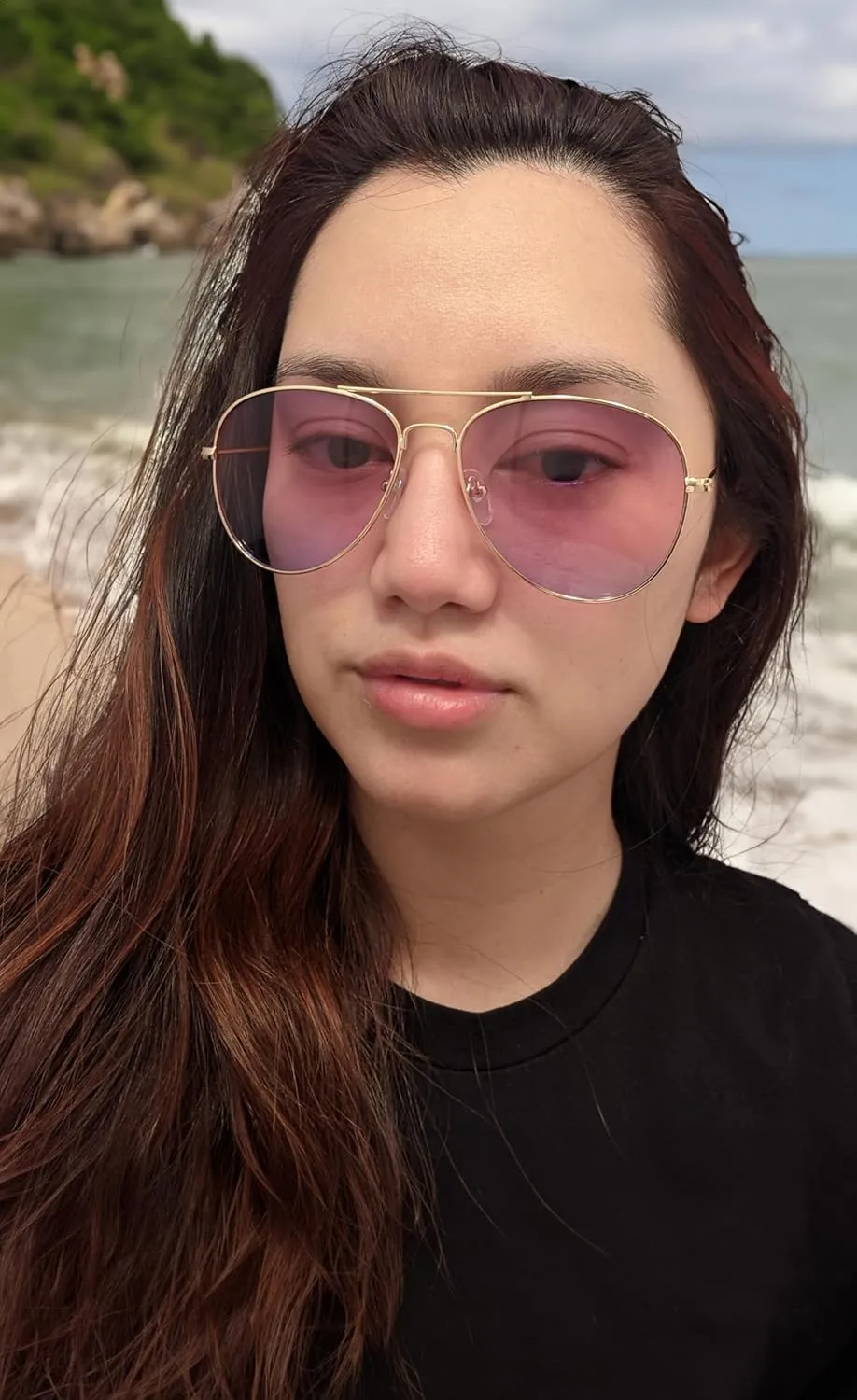 The Fresh Classic Metal Frame Oceanic Color Lens Aviator Sunglasses Gift Box