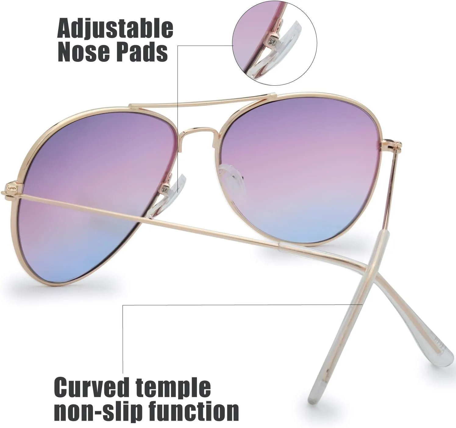 The Fresh Classic Metal Frame Oceanic Color Lens Aviator Sunglasses Gift Box