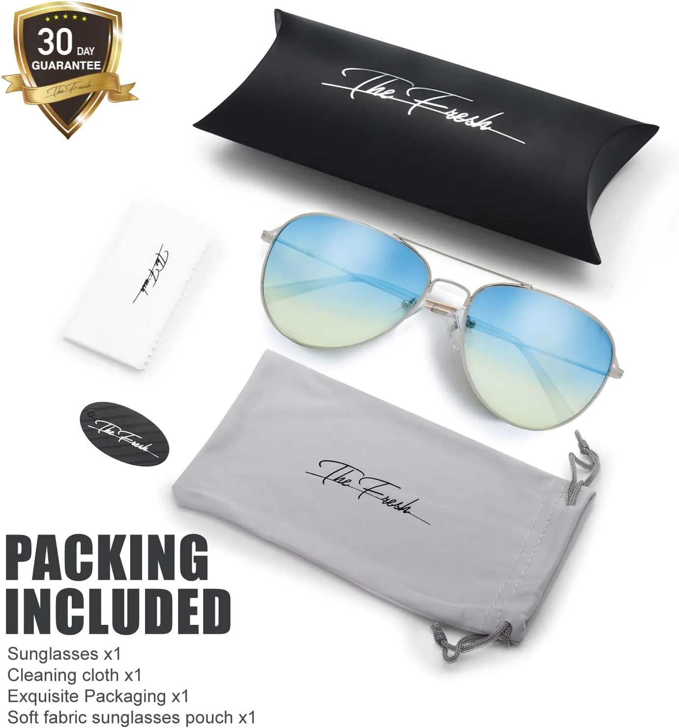 The Fresh Classic Metal Frame Oceanic Color Lens Aviator Sunglasses Gift Box