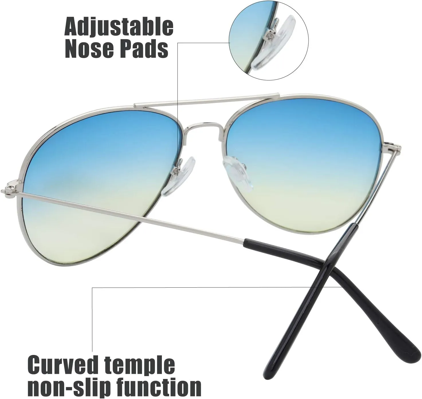 The Fresh Classic Metal Frame Oceanic Color Lens Aviator Sunglasses Gift Box