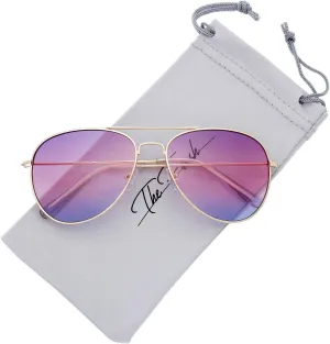 The Fresh Classic Metal Frame Oceanic Color Lens Aviator Sunglasses Gift Box