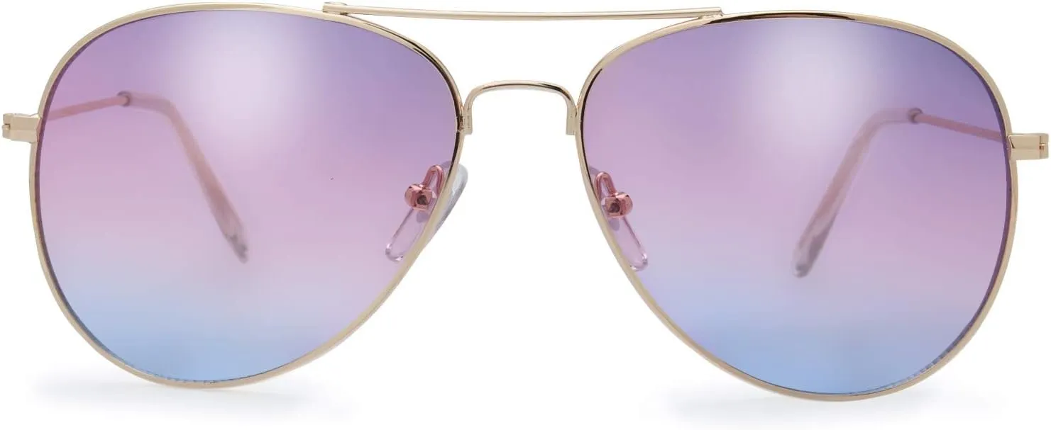 The Fresh Classic Metal Frame Oceanic Color Lens Aviator Sunglasses Gift Box