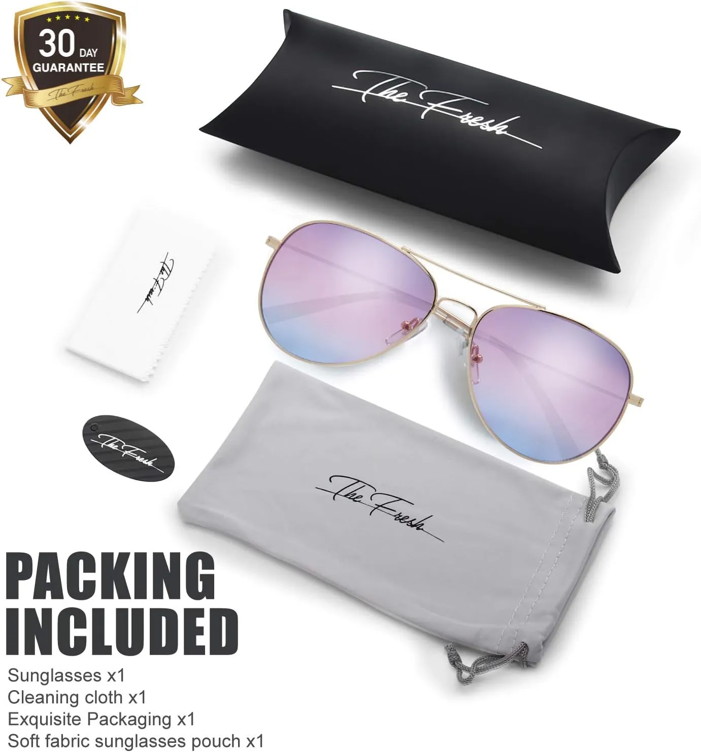 The Fresh Classic Metal Frame Oceanic Color Lens Aviator Sunglasses Gift Box