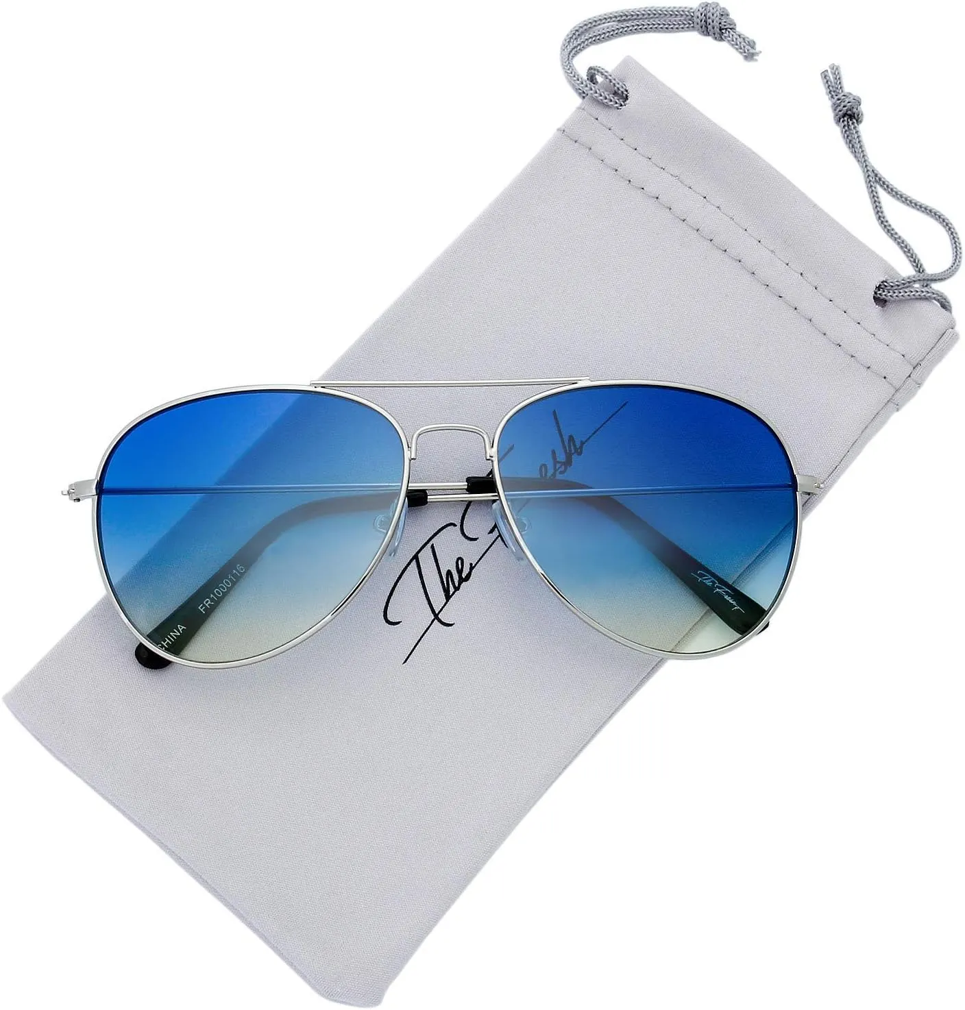 The Fresh Classic Metal Frame Oceanic Color Lens Aviator Sunglasses Gift Box