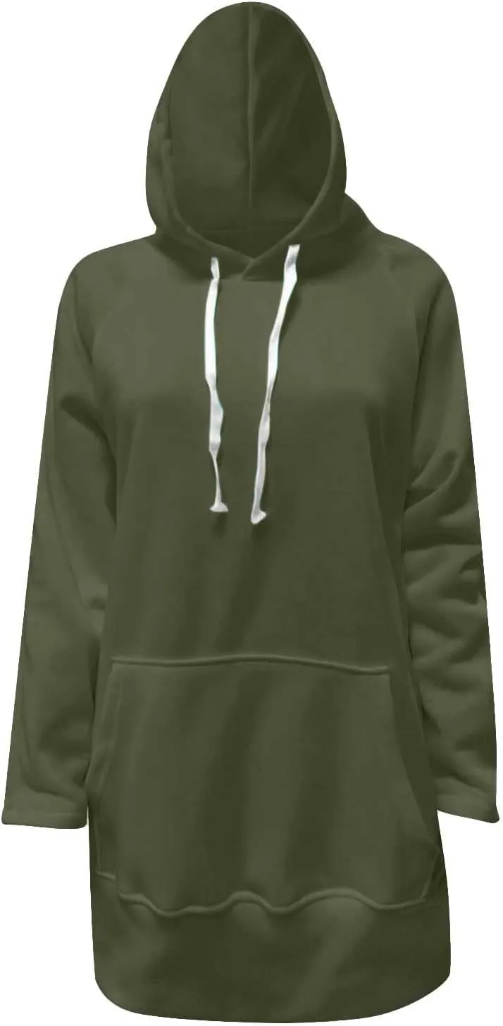 The Warmy Oversized Hoodie Dress for Women Trendy Casual Long Sleeve Split Hem Pullover Weighted Hoodie with Pocket