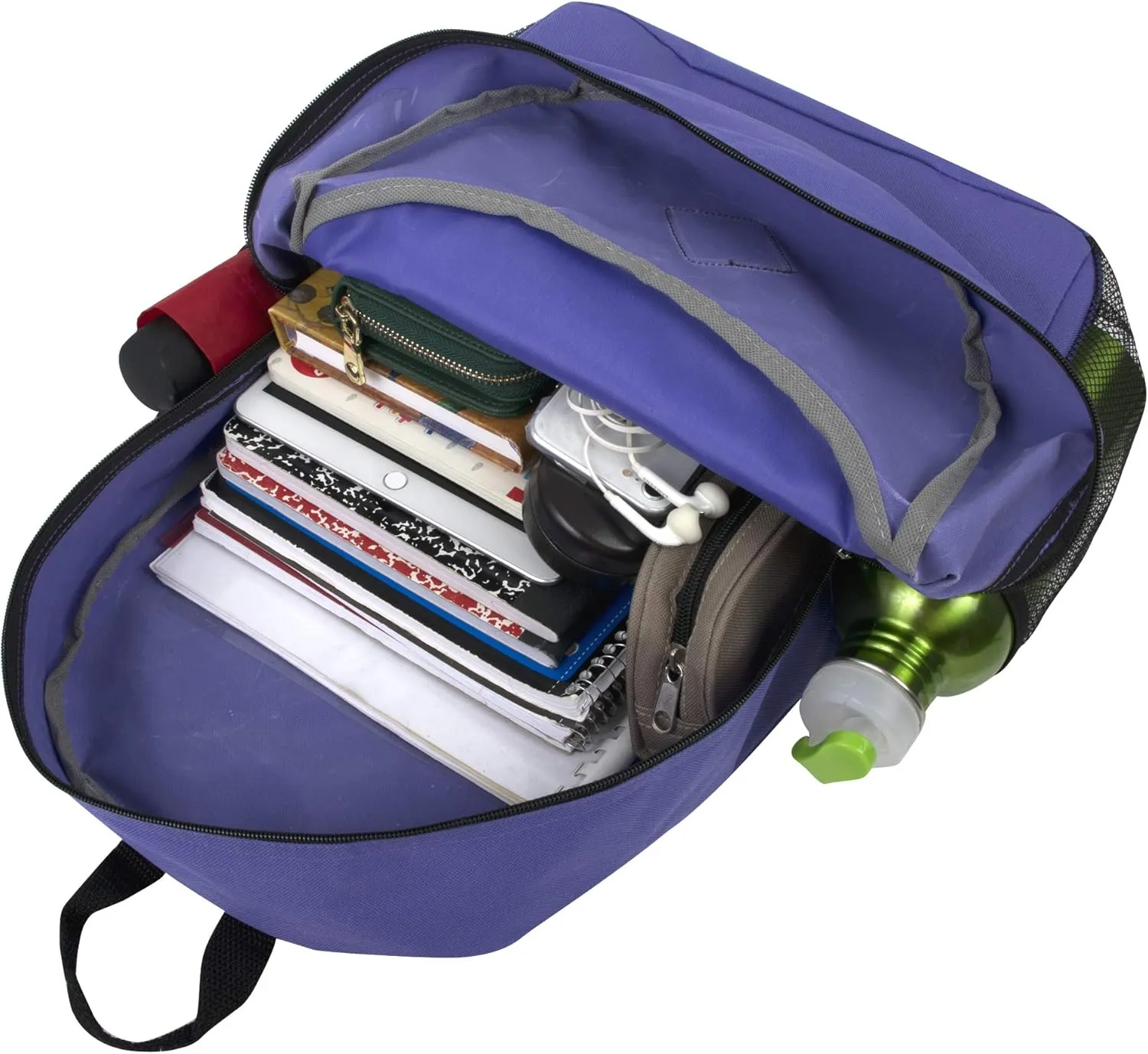 Trail maker Kids Reflective Backpack for School, Colorful Backpack with Reflector Strips, Side Pocket, Padded Straps (Purple)