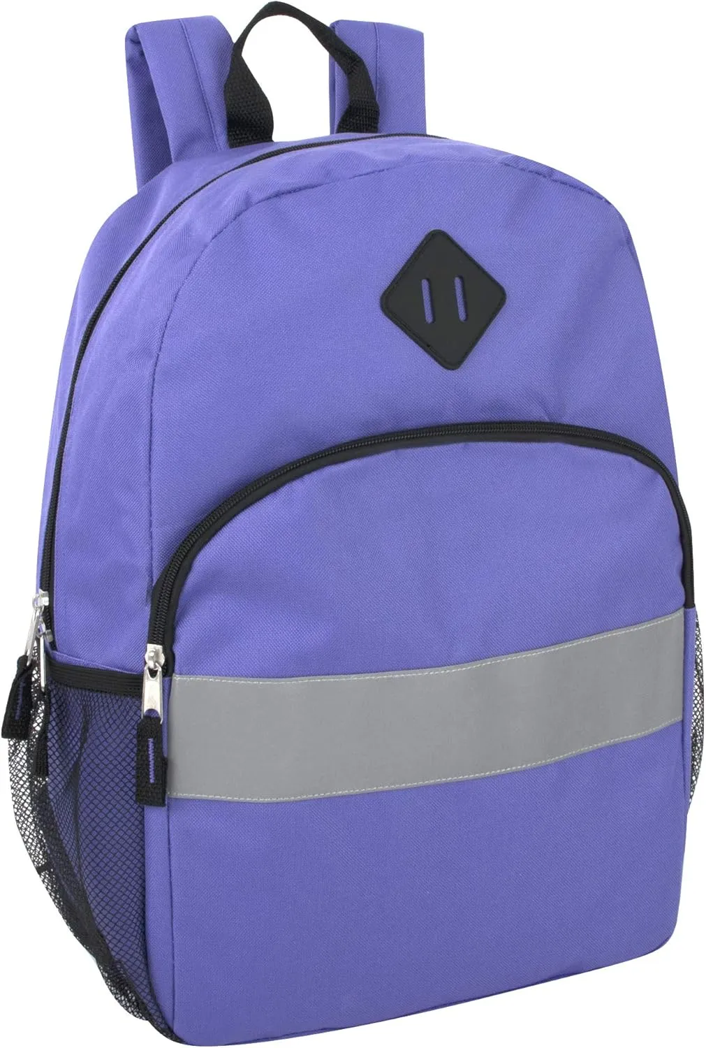 Trail maker Kids Reflective Backpack for School, Colorful Backpack with Reflector Strips, Side Pocket, Padded Straps (Purple)
