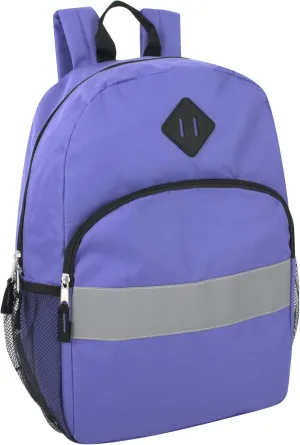 Trail maker Kids Reflective Backpack for School, Colorful Backpack with Reflector Strips, Side Pocket, Padded Straps (Purple)