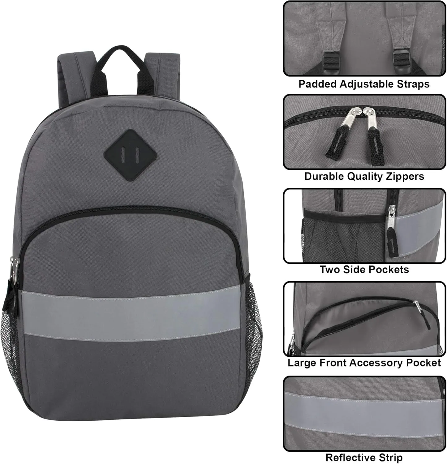 Trail maker Kids Reflective Backpack for School, Colorful Backpack with Reflector Strips, Side Pocket, Padded Straps