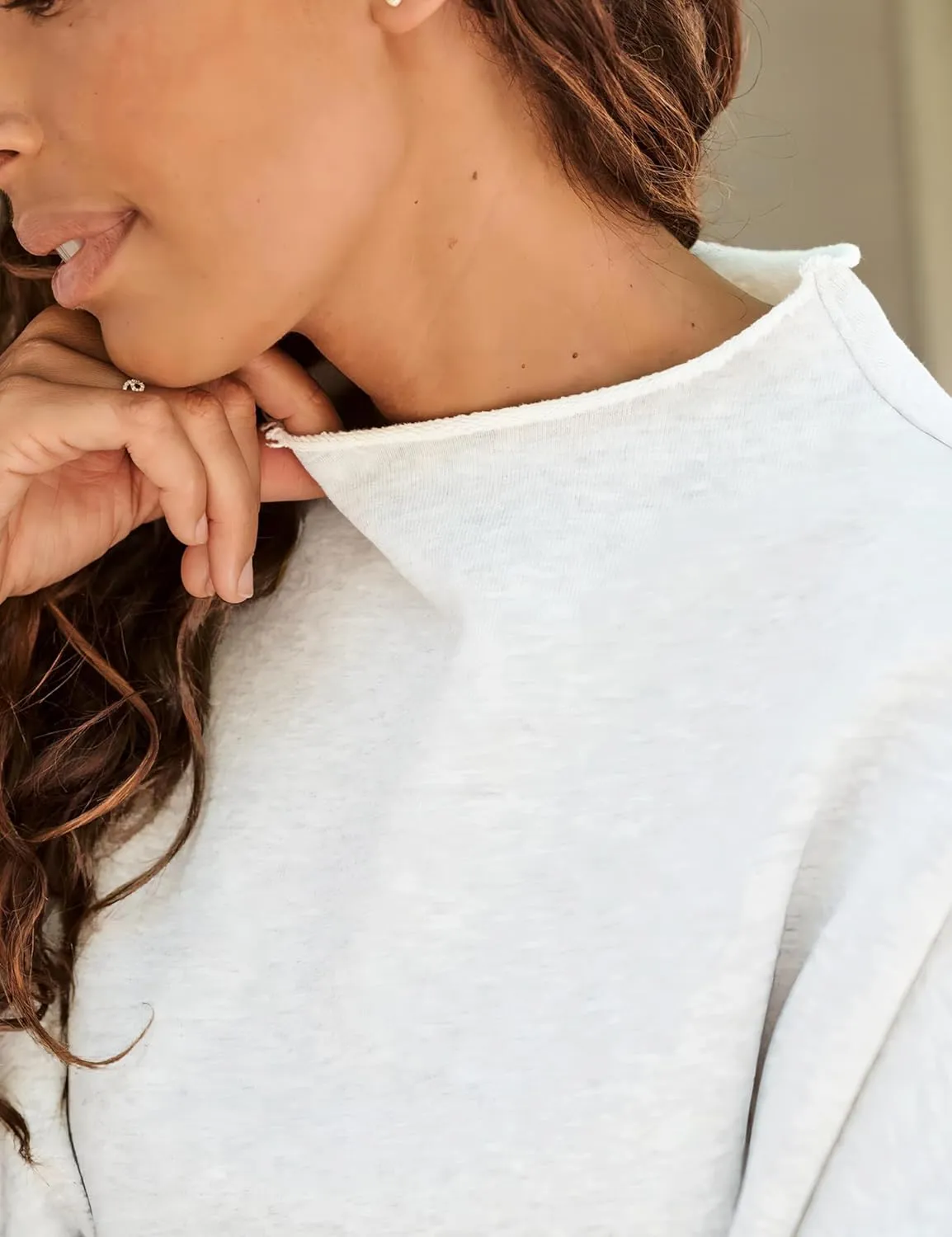 VAOYIU Women's Oversized Funnel Neck Tops 3/4 Batwing Sleeve Capelet Casual Travel Pullover Sweatshirts