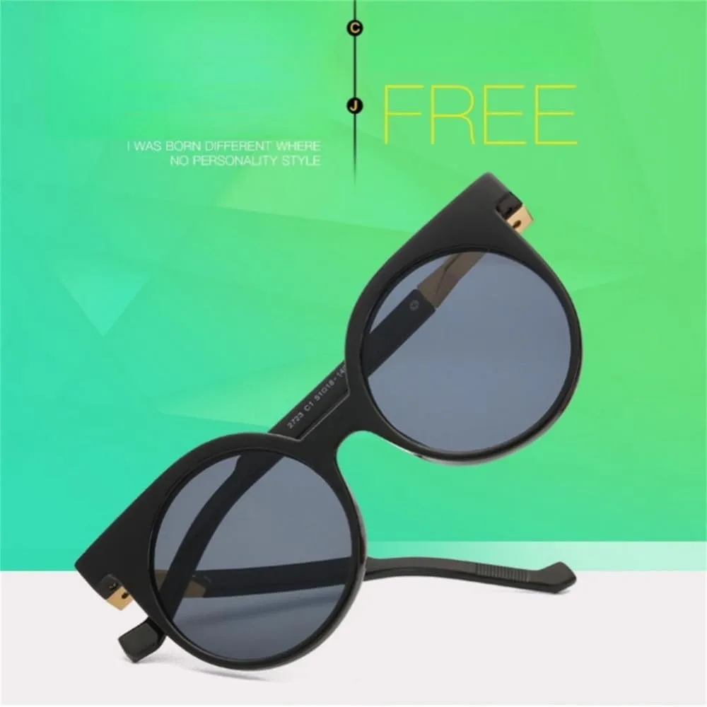 Vintage Cat Eye Women Sunglasses Retro Round Metal Frame Sun Glasses For Female Mirror UV400
