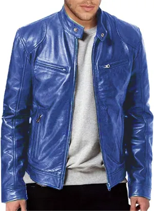 Vintage Jacket for Men Leather Biker Cowboy Casual Collar Zip Up RetroVarsity Coat Motorcycle Lightweight Sweatshirts