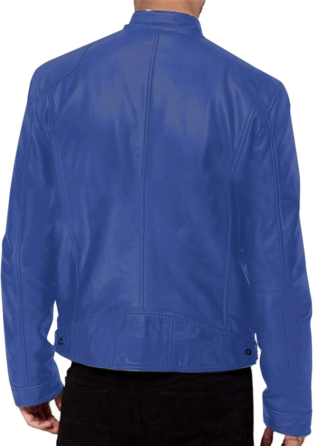 Vintage Jacket for Men Leather Biker Cowboy Casual Collar Zip Up RetroVarsity Coat Motorcycle Lightweight Sweatshirts