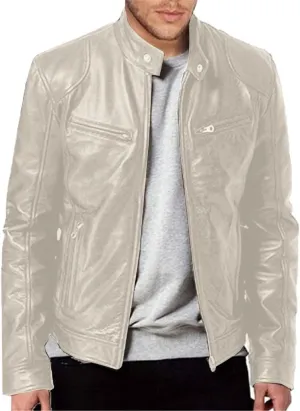 Vintage Jacket for Men Leather Biker Cowboy Casual Collar Zip Up RetroVarsity Coat Motorcycle Lightweight Sweatshirts
