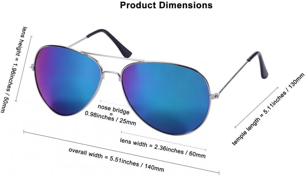 Vintage Mirrored Sunglasses for Women Men Reflective Lens Metal Frame