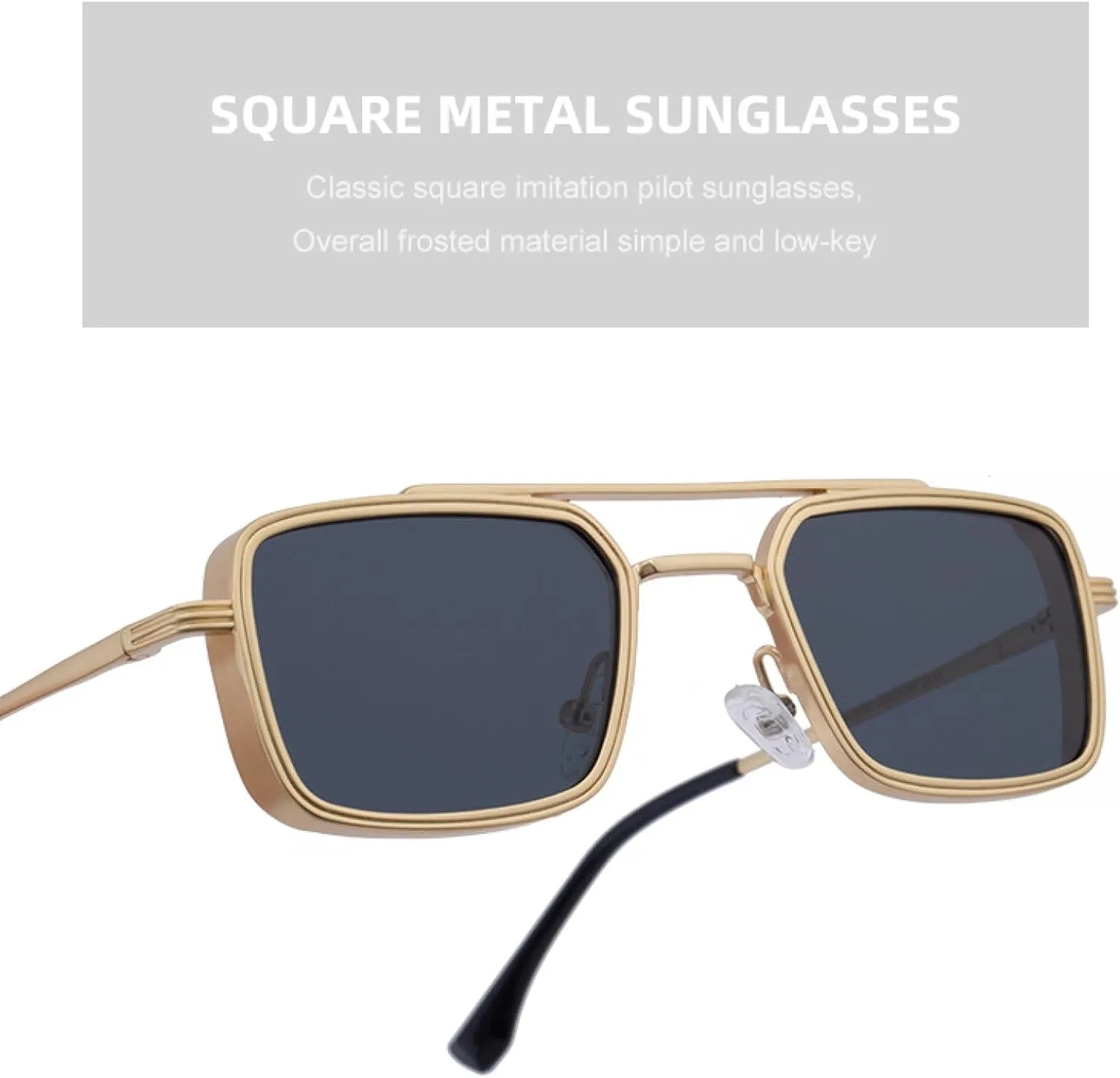 Vintage Punk Rectangle Sunglasses for Men Women Luxury Classic Metal Frame Steampunk Uv400 Driving
