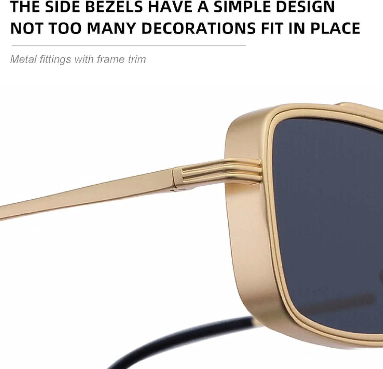 Vintage Punk Rectangle Sunglasses for Men Women Luxury Classic Metal Frame Steampunk Uv400 Driving