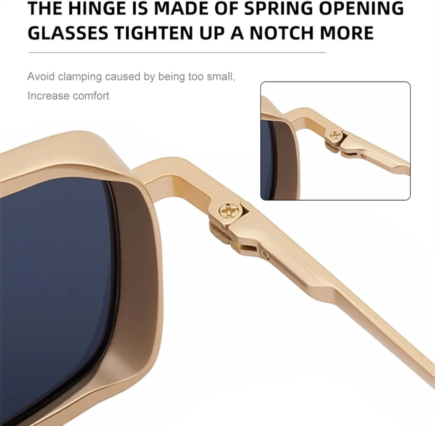 Vintage Punk Rectangle Sunglasses for Men Women Luxury Classic Metal Frame Steampunk Uv400 Driving