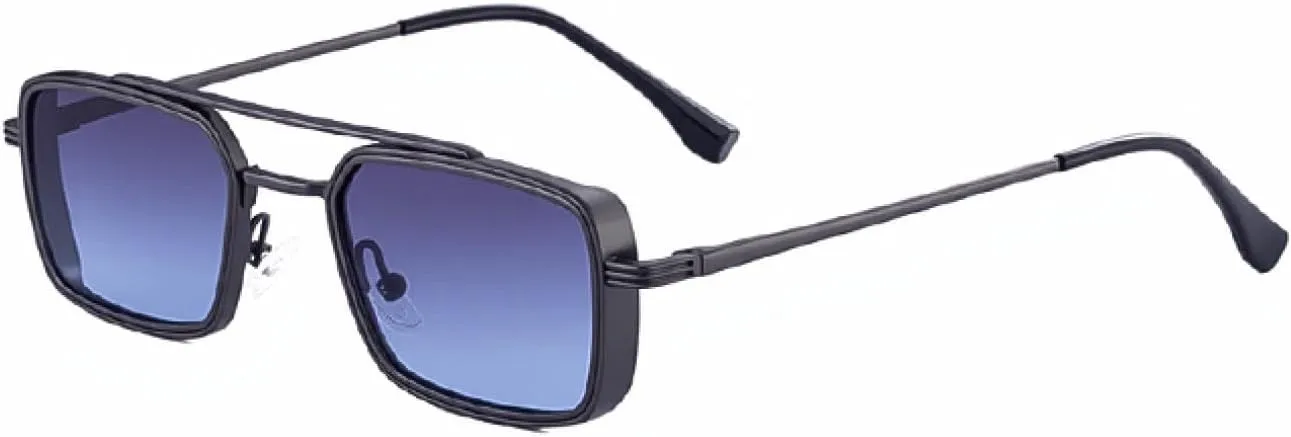 Vintage Punk Rectangle Sunglasses for Men Women Luxury Classic Metal Frame Steampunk Uv400 Driving