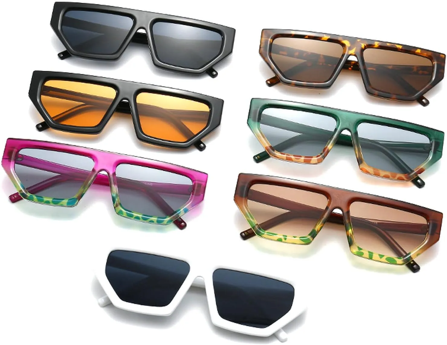Vintage Square Sunglasses for Women Men Cat Eye Sunglasses Thick Frame Eyewear Female Fashion Polygon Sun Glasses