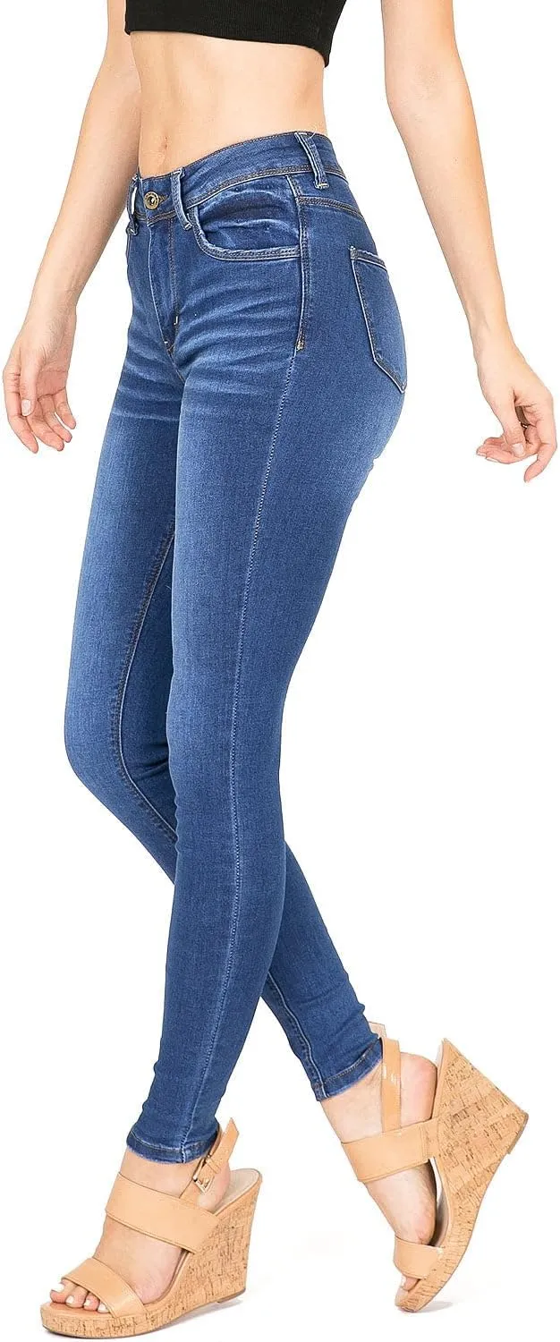 Wax Jeans Women's Juniors High Waist Light Distressing Skinny Jeans