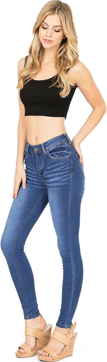 Wax Jeans Women's Juniors High Waist Light Distressing Skinny Jeans