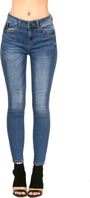 Wax Jeans Women's Juniors High Waist Light Distressing Skinny Jeans