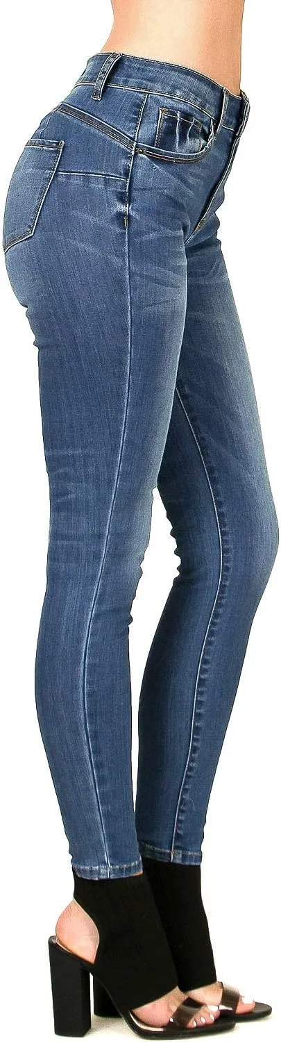 Wax Jeans Women's Juniors High Waist Light Distressing Skinny Jeans