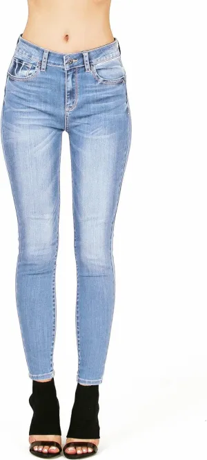 Wax Jeans Women's Juniors High Waist Light Distressing Skinny Jeans