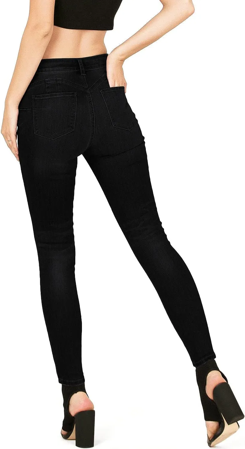 Wax Jeans Women's Juniors High Waist Light Distressing Skinny Jeans