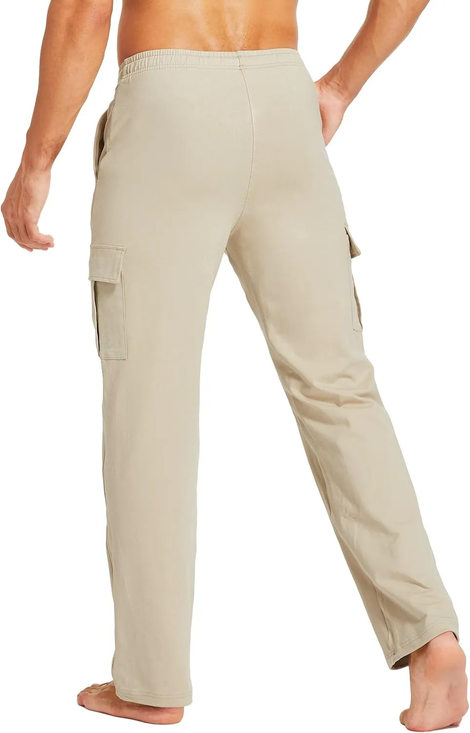 Willit Men's Cotton Yoga Sweatpants Athletic Lounge Pants Cargo Open Bottom Joggers Straight Leg Casual with Pockets